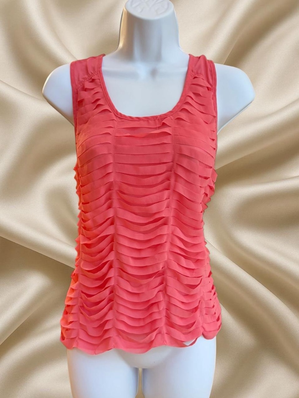 Women's Coral Sleeveless Ruffle Tank Top